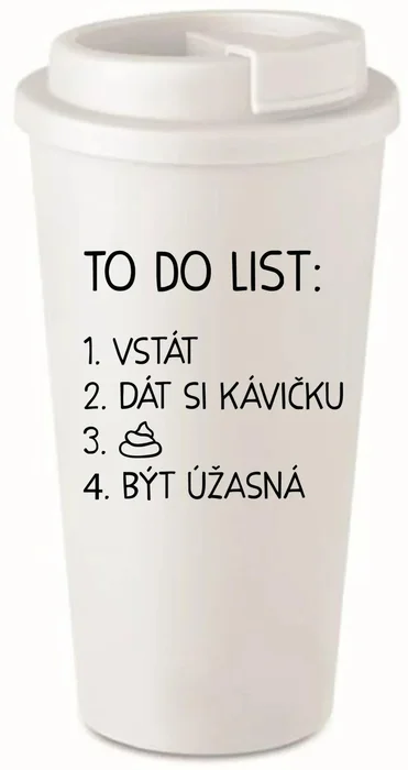 Bílý termohrnek s nápisem BÝT ÚŽASNÁ, 475 ml