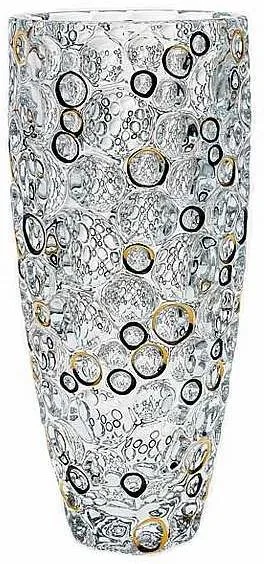 Bohemia Jihlava Váza Lisboa černá se zlatem, 35 cm