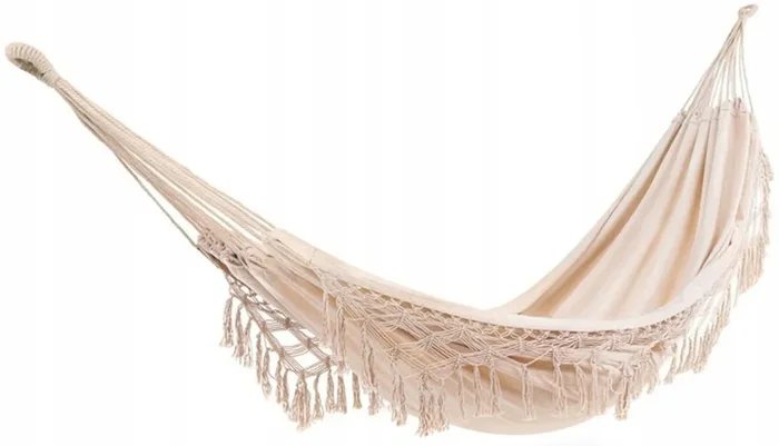 Boho Stylová Houpací Síť pro Dva Ecru