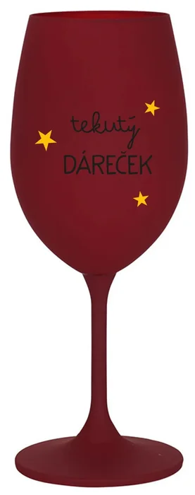 Bordó sklenice na víno 350 ml s motivem TEKUTÝ DÁREČEK