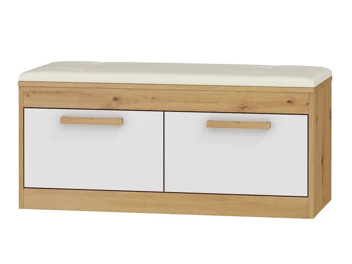 Botník Gatton 2D, béžová ekokůže, dub artisan/bílý lesk, 5 let záruka