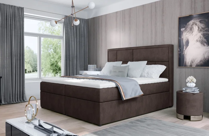 Boxspring BARBARIO 03 140x200 hnědá látka