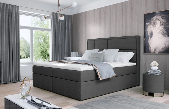 Boxspring BARBARIO 08 140x200 tmavě šedá látka