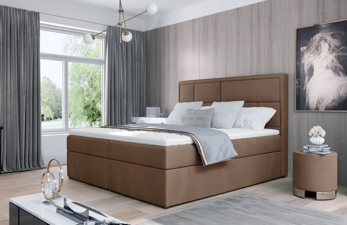 Boxspring BARBARIO 10 180x200 světle hnědá látka