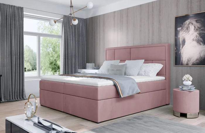 Boxspring BARBARIO 16 160×200 cm – růžová látka