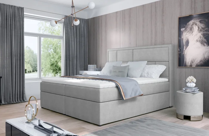 Boxspring BARBARIO 19 180x200 – světle šedá