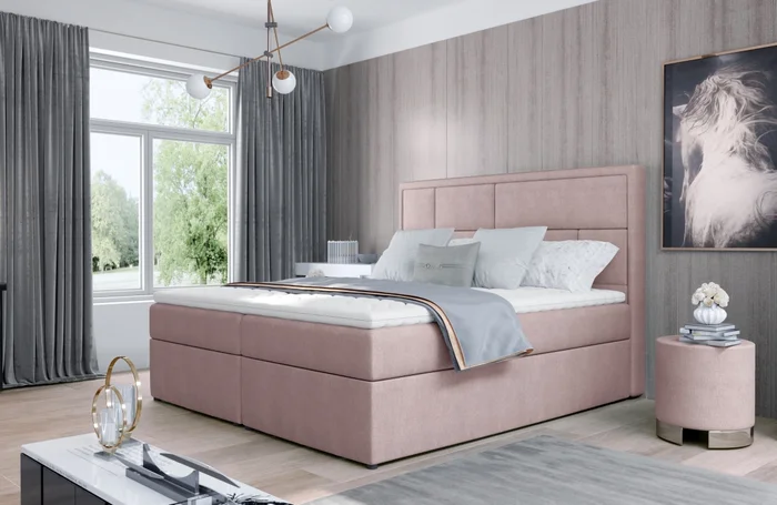 Boxspring BARBARIO 22 140×200 cm – růžová látka