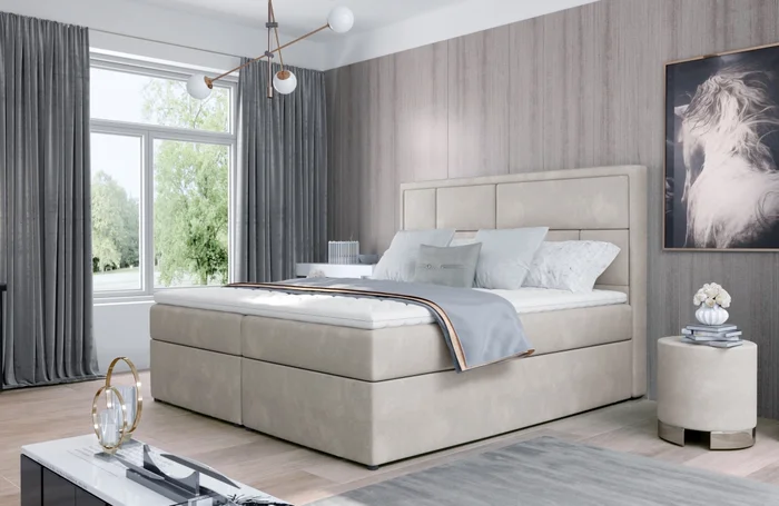 Boxspring BARBARIO 23 140x200 cm – středně šedá látka