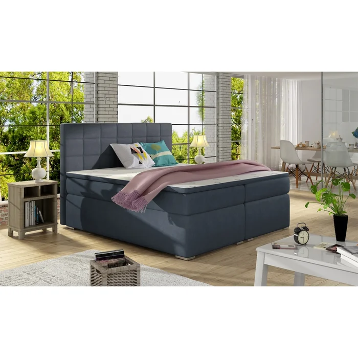 Boxspring HIRSUTA 09 180x200 modrá látka