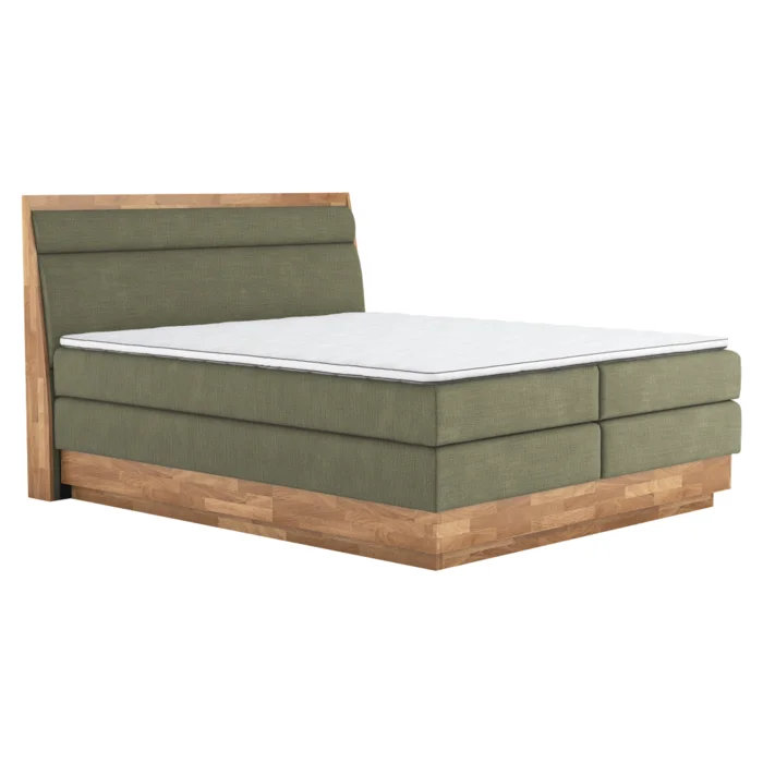 Boxspring INCANA TYP 2, 180x200 cm, masivní dřevo, světle zelená