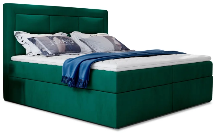 Boxspring KORBELA 12 – 160×200 cm, zelená látka