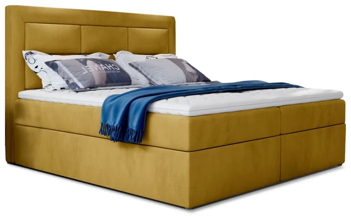 Boxspring KORBELA 160×200 cm, žlutá látka