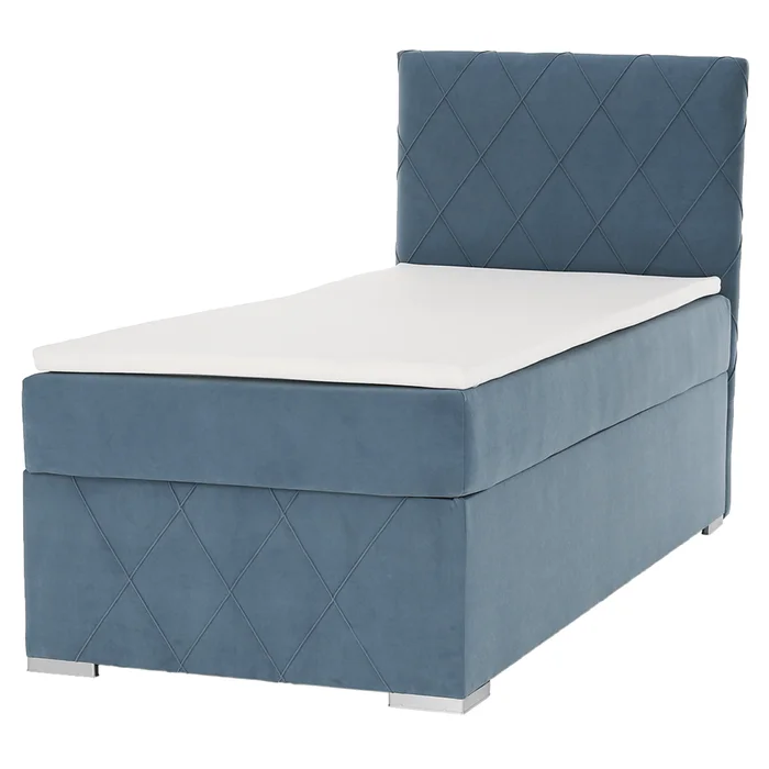 Boxspring Paxton 90x200 cm – jednolůžko, modrá, pravé provedení