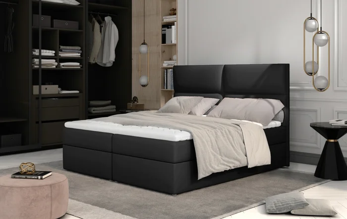 Boxspring PILANSI 06 140x200 cm – černá ekokůže