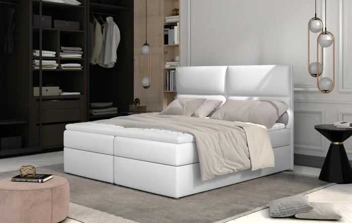 Boxspring PILANSI 07 160x200 – bílá ekokůže