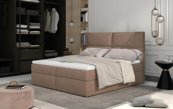 Boxspring PILANSI 09 140x200 – světle hnědá látka