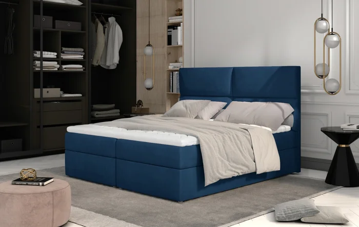 Boxspring PILANSI 10 140x200 cm, modrá látka