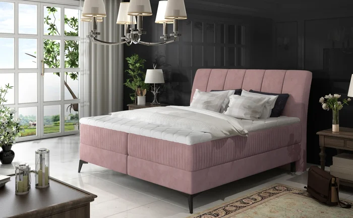 Boxspring PLANIFLORA 10 160x200 cm – růžová látka