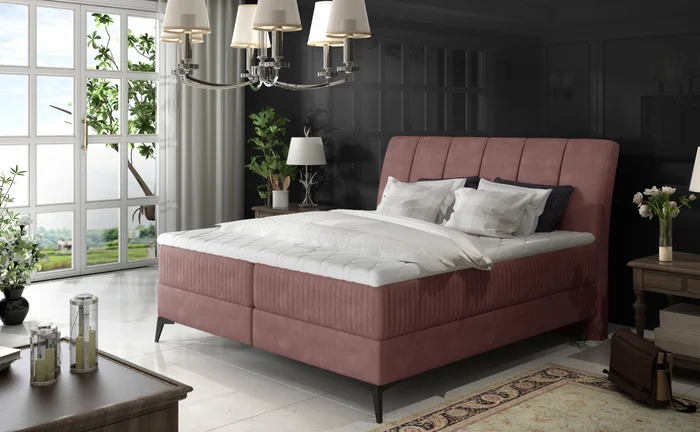 Boxspring PLANIFLORA 27 160x200 cm – růžová látka