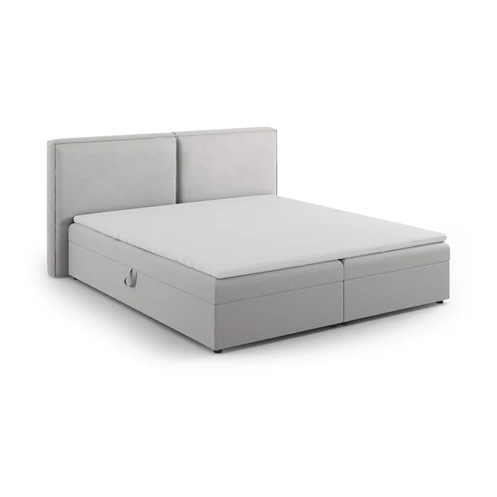 Boxspring postel Arendal 140x200 cm se světlým šedým potahem
