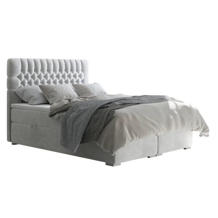 Boxspring postel FONDA 160x200 cm, světle šedá
