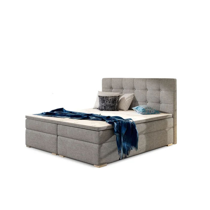 Boxspring postel GONGGA 180x200 cm, světle šedá
