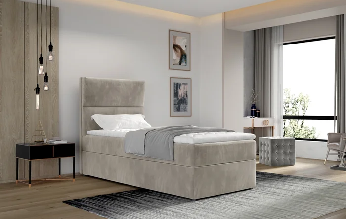 Boxspring TELFOR 90x200 cm – středně šedá látka