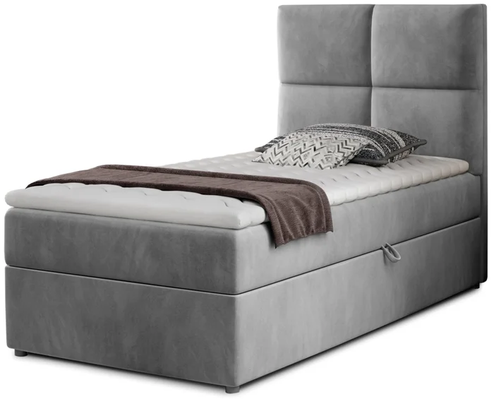 Boxspring YERN 90×200 cm – světle šedá látka