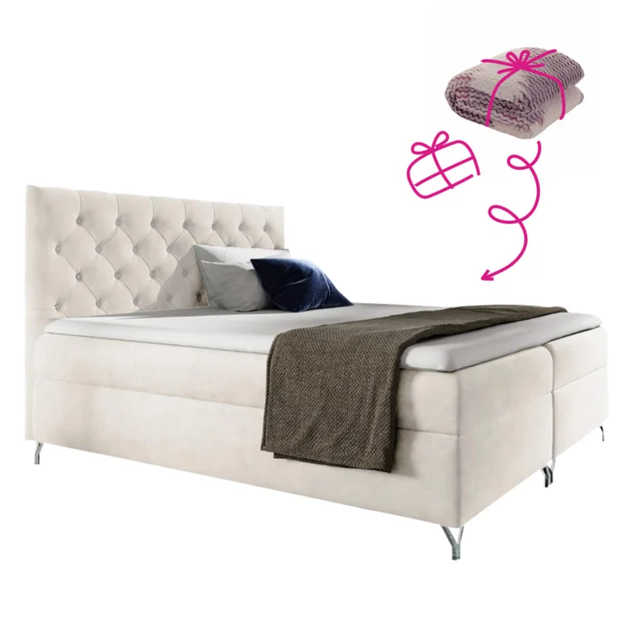 Boxspringová postel 140×200 cm, bílá Velvet – GULIETTE (dárek)