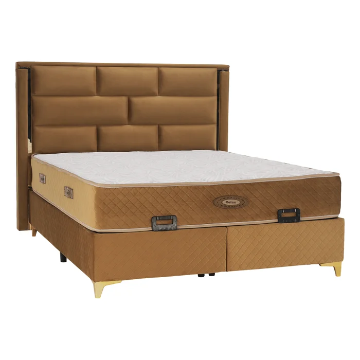 Boxspringová postel 160x200 – světlehnědá (GOLDBIA)