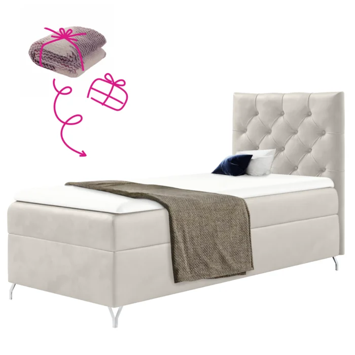 Boxspringová postel 90x200 cm Velvet bílá GULIETTE + dárek