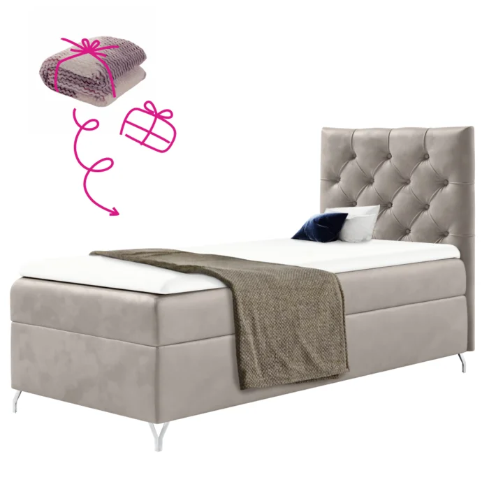 Boxspringová postel 90x200 šedobéžová Velvet