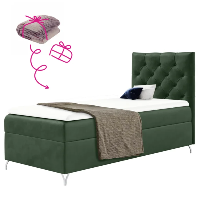 Boxspringová postel 90x200 Velvet zelená s dárkem