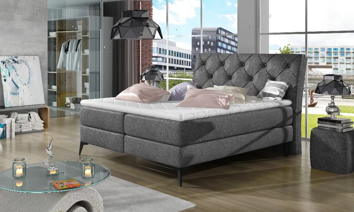 Boxspringová postel s úložným prostorem 180x200 Růžová Omega 91