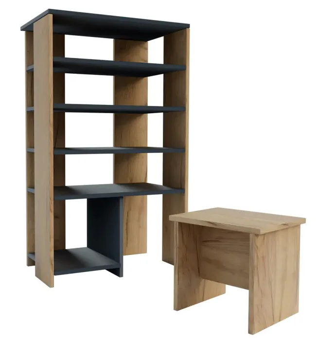 BRADLEY botník se stoličkou, dub/antracit