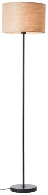 Brilliant ROMM Dřevěná stojací lampa s černým kovovým základem