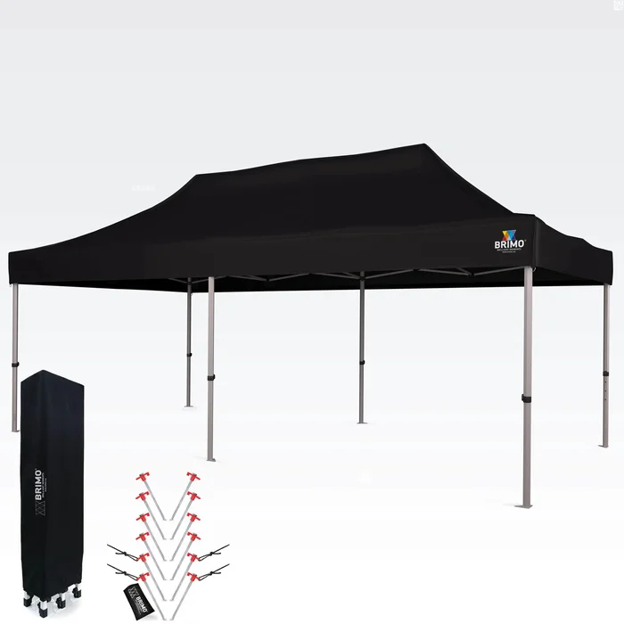 BRIMO Nůžkový stan 3x6 m bez stěn, černý, hliníková konstrukce