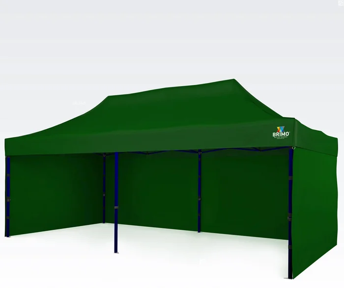 Brimo Nůžkový stan 3x6 m s 3 bočními stěnami, zelený