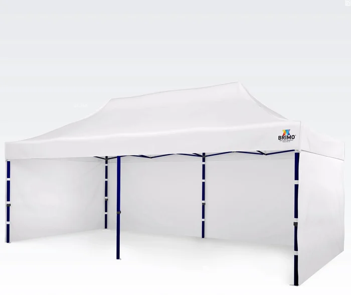 Brimo Nůžkový stan 3x6m s třemi bočními stěnami, bílý - odolná ocelová konstrukce