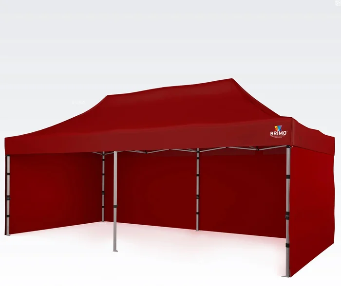Brimo Párty Stan 3x6m s 3 Stěnami – Červený s Hliníkovým Rámem