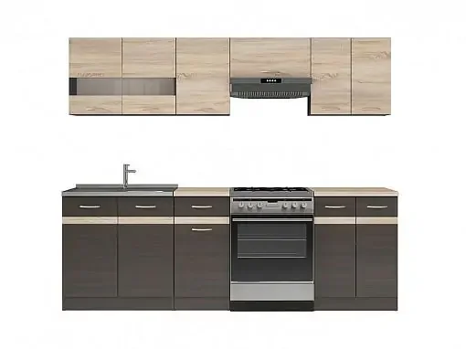 BRW JUNONA 240 cm – wenge/dub Sonoma s pracovní deskou
