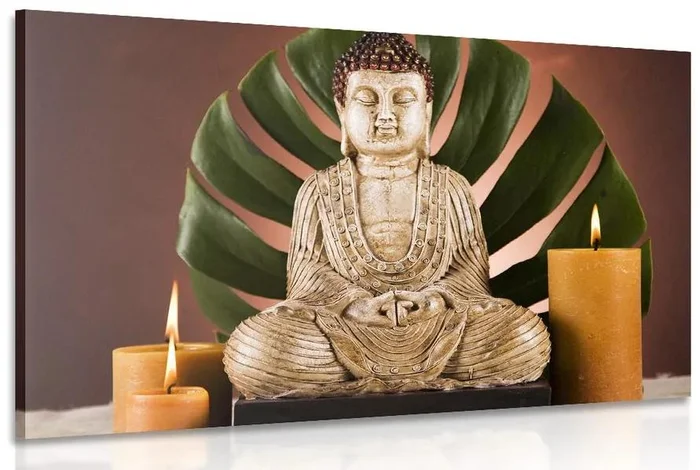 Buddha na plátně s klidnou atmosférou