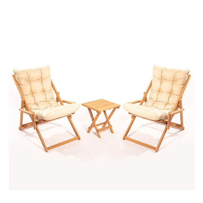 Bukový lounge set pro 2 Floriane Garden – krémová přírodní úprava