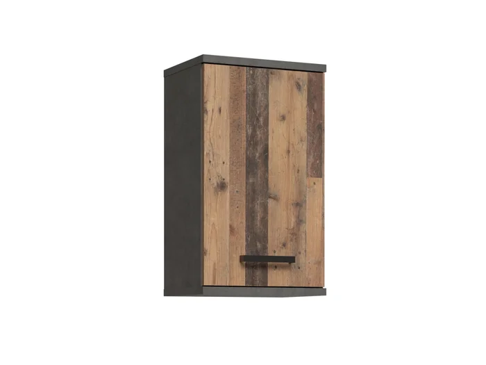 CANELU koupelnová horní skříňka – tmavě šedý beton / old-wood vintage