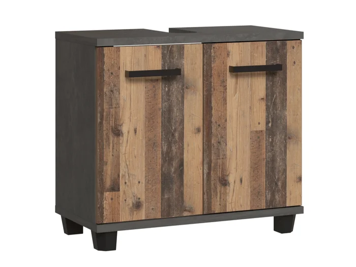 CANELU koupelnová skříňka pod umyvadlo – tmavě šedý beton / old-wood vintage, 5 let záruka