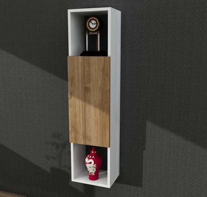 Casarredo Kathy závěsný regál se skříňkou – bílá/ořech