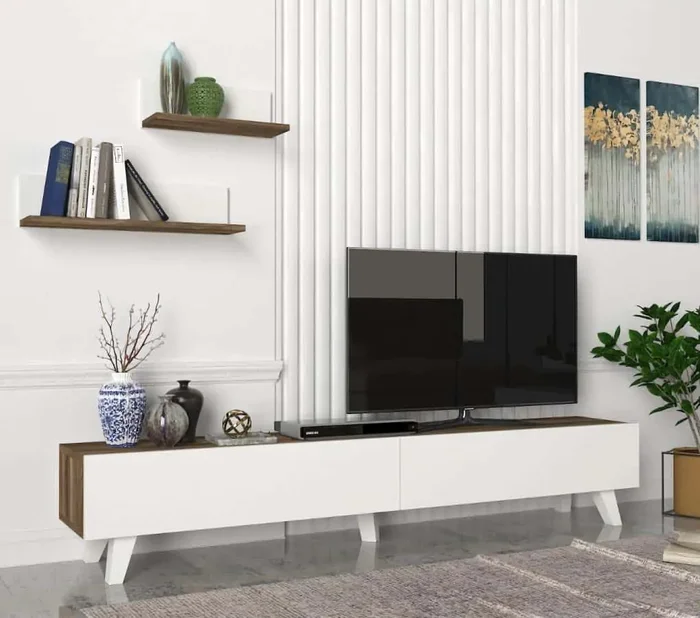 Casarredo Televizní stolek BROKEN s policemi – bílá/ořech