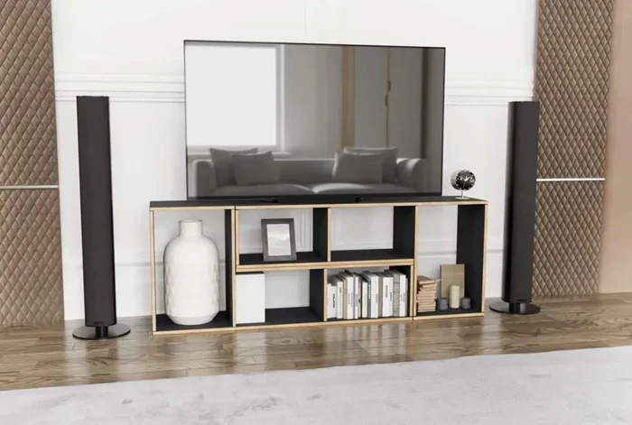 Casarredo TETRIS – Modulární regály (2 ks) grafit a zlatý dub craft