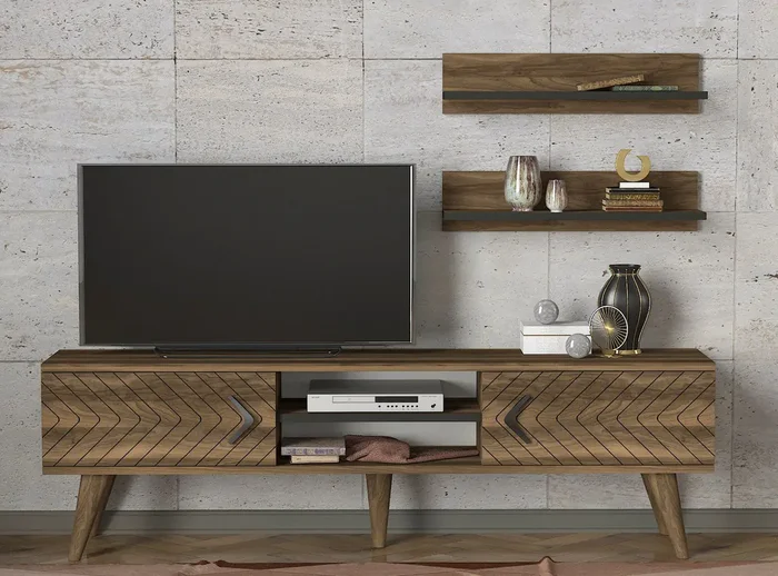 Casarredo TV stolek LAMBERT s policemi ořech