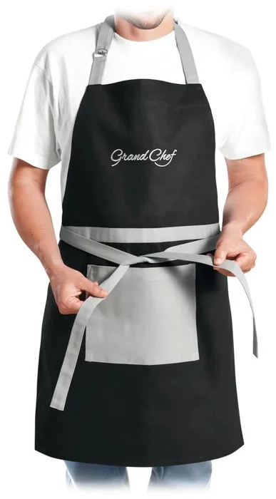 Černá bavlněná kuchyňská zástěra GrandCHEF